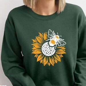 Sunflower Sweatshirt, Plant Lover Gift, Bumble Bee Jumper, Bee Gifts, Bee Lover Gift, Botanical Sweater, Sunflower Gifts, Honey Bee Jumper image 4