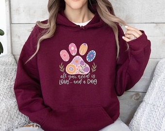 Dog Paw Hoodie, Dog Lovers Hoodie, Dog Valentines Hoodie, Dog Mum Hoodie, Cut Paw Hoodie, Dog Mama Gift, Dog Owner Gift, Dog Walking Hoodie