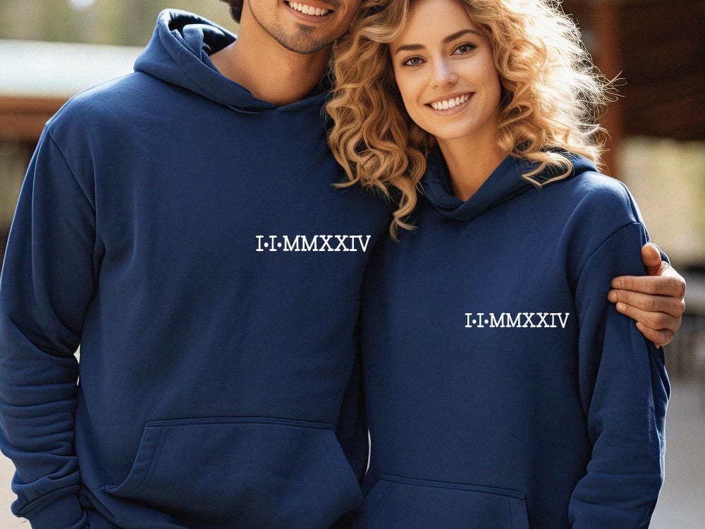 Peckshirt Custom Roman Numeral Hoodie, Christmas Couple, Wedding Hoodie, Honeymoon Hoodie, Valentines Day, Matching Hoodie, Custom Hoodie, Personalised Hoodi
