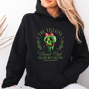 Halloween-Bösewichte Hoodie, The Schurken Social Club, Schurken besser, lustiger Halloween Hoodie, Witchy Pullover, Giftapfel Hoodie