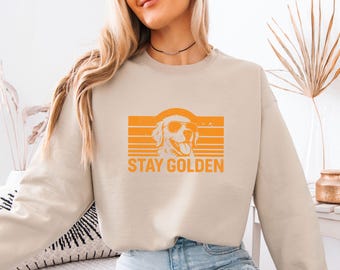 Stay Golden Sweater, Golden Retriever Sweatshirt, Golden Mum Gift, Dog Lover Sweater, Golden Dog Jumper, Womens Dog Sweater, Christmas Gifts