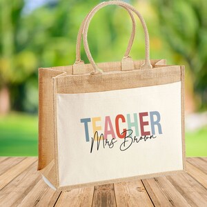 Personalized Teacher, Teacher Tote Bag, Teacher Appreciation, Teacher Jute Bag, Custom Teacher Bag, Thank You Teacher, New Teacher Bag