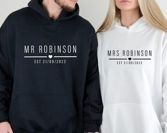Mr and Mrs Hoodie, Newlywed Hoodies, Couple Newlywed Hoodie, Honeymoon Hoodie, Just Married Hoodie, Mrs To Be Hoodie, Couples Christmas