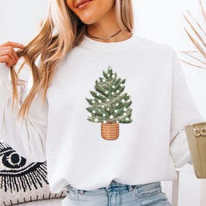 Christmas Tree Sweatshirt, Pine Tree Sweater, Womens Christmas, Merry Xmas Sweater, Christmas Eve Gift, Christmas Party Top, Kids Xmas Gift image 4