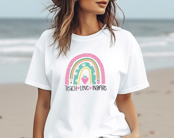 Teacher Tshirt, Rainbow Teacher Shirt, Teach Love Inspire, Teacher Appreciation, New Teacher Gift, Teacher Graduation, Gift For Teacher