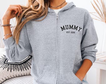 Personalised Mummy Zip Up Hoodie, Mama Zip Hoodie, Mum Christmas Gift, New Mom Gift, Mum To Be Gift, Gift For Mum, Mother Birthday Zip Up