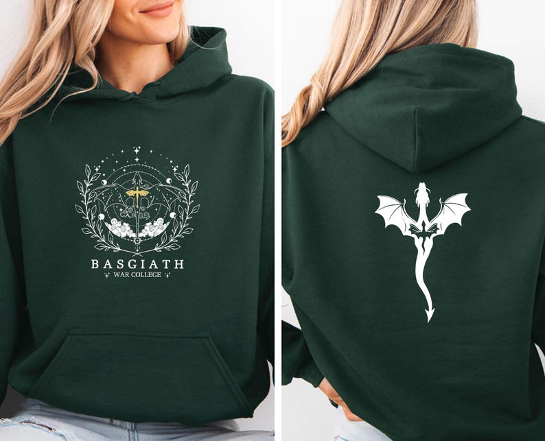 Sudadera con capucha de Basgiath War College, sudadera con capucha Fourth Wing, sudadera con capucha Dragon Rider, regalo para amantes de los libros, regalo de libros de fantasía, regalo para amantes de los libros imagen 2