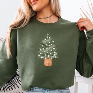 Christmas Tree Sweatshirt, Pine Tree Sweater, Womens Christmas, Merry Xmas Sweater, Christmas Eve Gift, Christmas Party Top, Kids Xmas Gift image 3