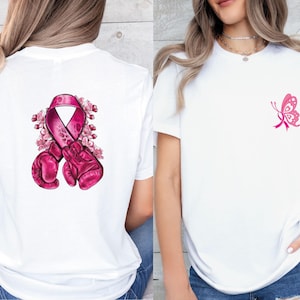 Pink Ribbon Shirt, Breast Cancer Tshirt, Cancer Warrior Shirt, Cancer Survivor Tee, Cancer Fight T shirt, Cancer Support Gift image 1