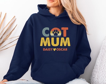 Sudadera con capucha para mamá gata, sudadera con capucha para el Día de la Madre, regalo para amantes de los gatos, gato personalizado, regalos para mamá gata, regalo para dueños de gatos, regalo para amantes de los gatos, sudadera con capucha personalizada para gatos