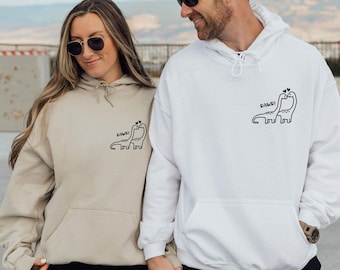 Dinosaur Couples Hoodie, Couple Christmas, Honeymoon Hoodie, Valentines Day Gift, Matching Hoodie, Dinosaur Gift, Funny Couple Pullover
