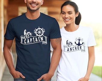 Her Captain Shirt, His Anchor Shirt, Funny Couples Shirt, Matching Tee, Honeymoon Shirt, Travel Tshirt, Cruise Holiday Tee, Wife Husband Tee