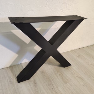 Table legs 2 Set X-shape black matt lacquered