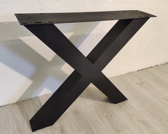 Table legs 2 Set X-shape black matt lacquered