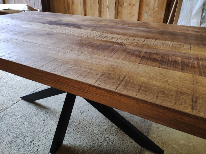 Table à manger Duda2 en bois massif Table à manger en bois massif de manguier 160-240 cm table de cuisine en bois massif image 4