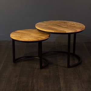Coffee table set Ben made of solid wood mango side table set of 2 coffee table living room table wood