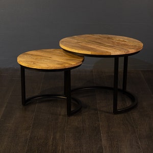 Couchtischset Ben aus Massivholz Mango Beistelltisch 2er Set Couchtisch Wohnzimmertisch Holz zdjęcie 1