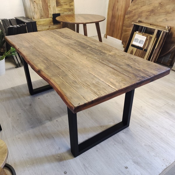 Table à manger Beno en bois de récupération 180×90 cm