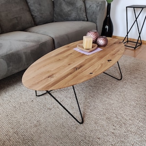 Oval coffee table Prado with oak table top solid wood 120 x 60 cm living room table solid wood