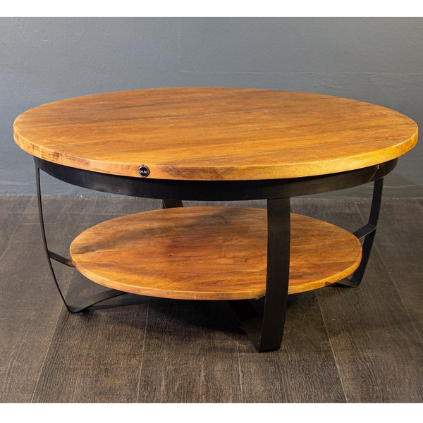 Table basse Philipp ronde en bois de manguier 70 cm ou 90 cm de diamètre table de salon table d'appoint