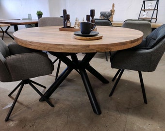 Table à manger ronde Katharina en bois de manguier