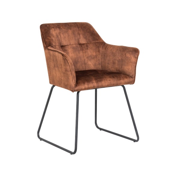 Fauteuil Kipper en tissu couleur cognac