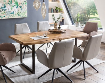 Tischplatte Akazie mit Baumkante 140-260cm 50mm ohne Untergestell Küchentischplatte Esszimmertischplatte Massivholz