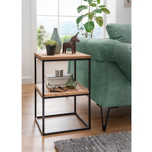Side table Silvio in oak with black frame coffee table bedside table 60x40x40 cm solid wood