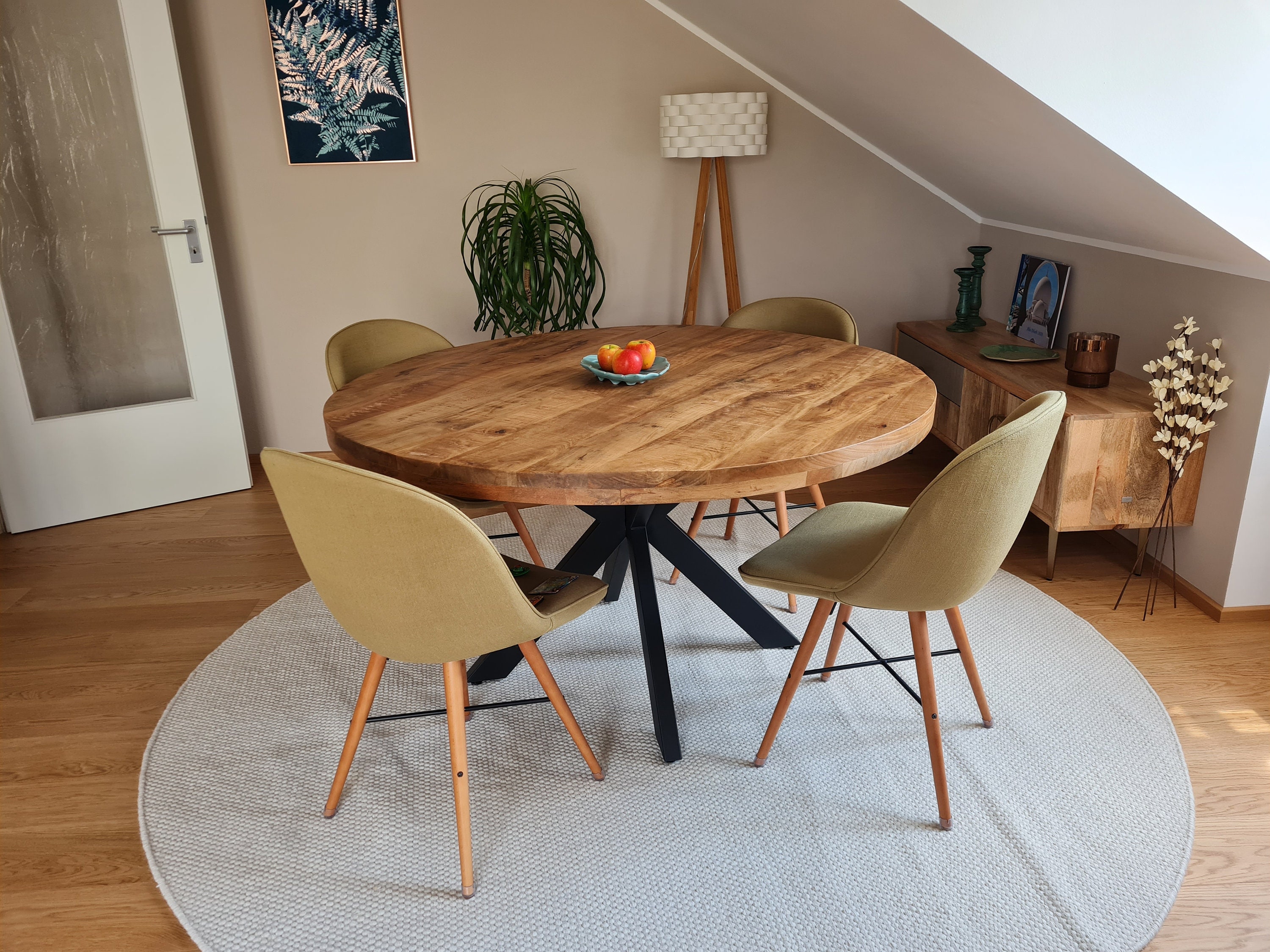 Plateau De Table | Dessus De Table | Dessus De Bureau 90x80x3,8 Cm Bord Vivant Bois Massif Manguier Cfw76266 92416592