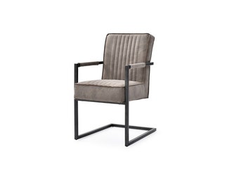 Armrest chair David with microfiber cover in taupe swing chair dining room chair