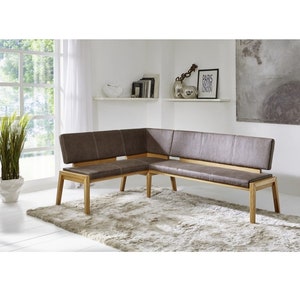 Corner bench Laura 190 x 140 cm made of solid wood with seat cushion
