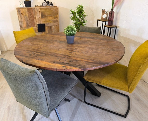 Tavolo Da Pranzo Rotondo OGMILL In Legno Di Gomma – 71,9 Cm, Stile Mid-century – Per 2/4 Persone, Marrone