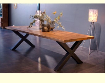 Dining table Xaver 160-340cm made of solid wood mango solid wood kitchen table with X-frame