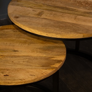 Couchtischset Ben aus Massivholz Mango Beistelltisch 2er Set Couchtisch Wohnzimmertisch Holz zdjęcie 2