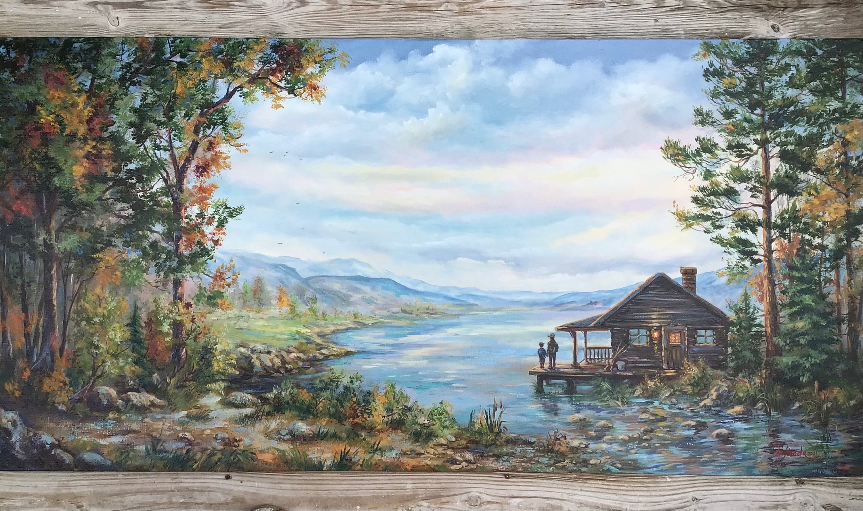 Cabin By The Lake Painting