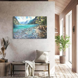 Colorado Painting Mountains Original Art Landscape Painting River Wall Art Original Oil On Canvas 24 By 36 ArtbyNadiaUS