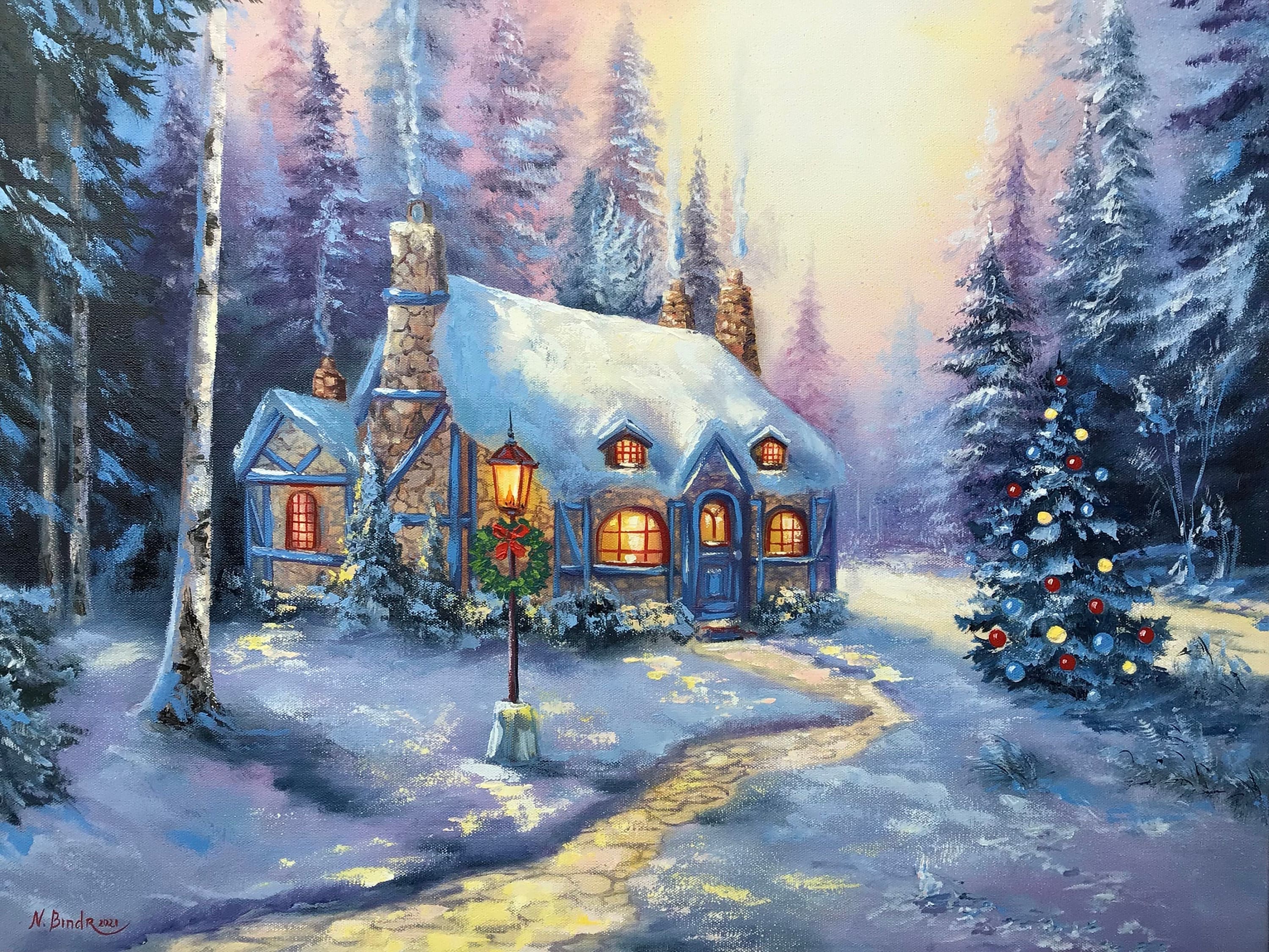 絵画 Winter  in pastel 絵画 Winter in pastel Painting a Winter Landscape in Pastel