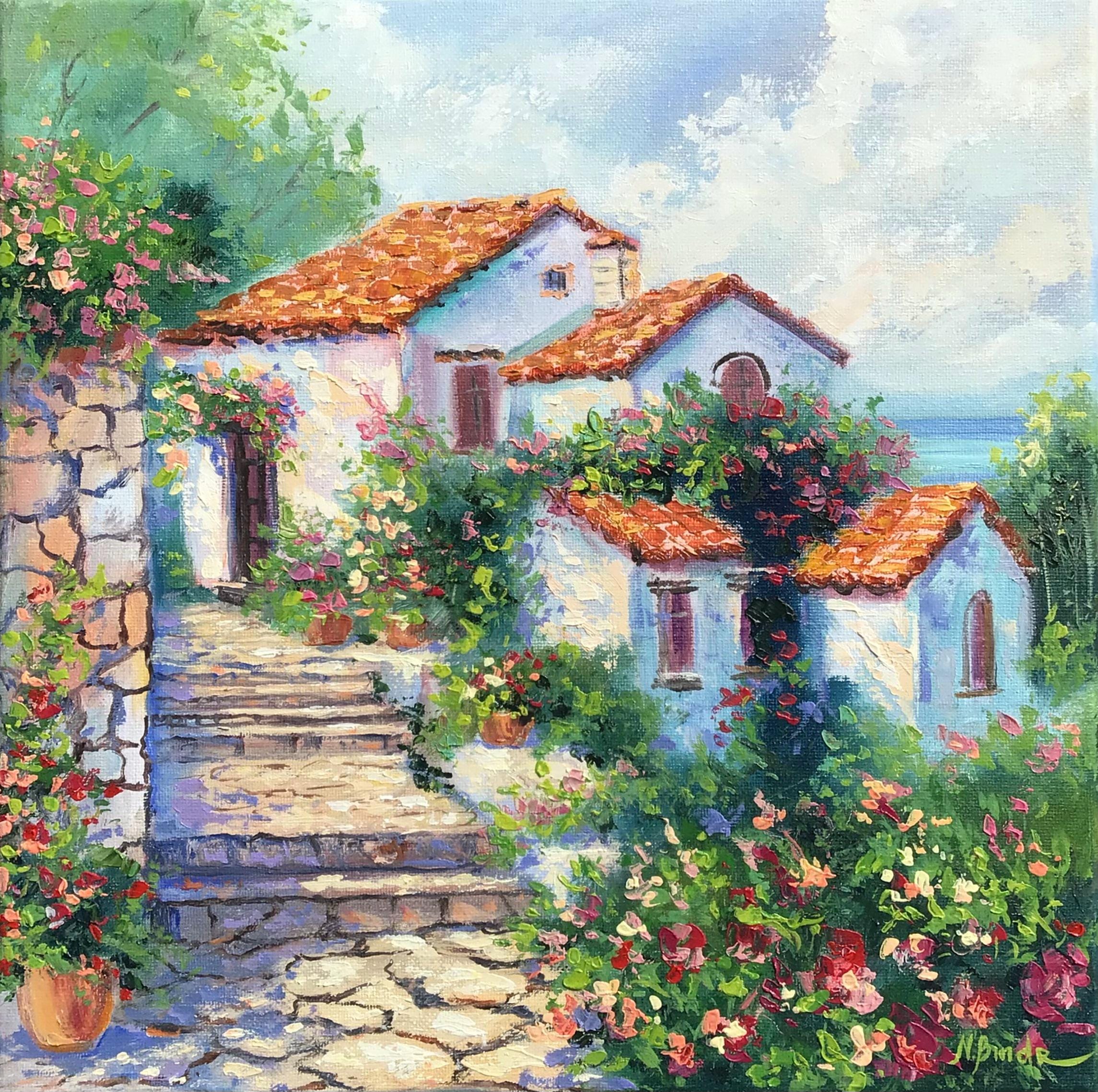 Vorner Panitan スパイラルアート 48/120 Mediterranean Street Oil Painting: Sunny Italy Art, Impasto