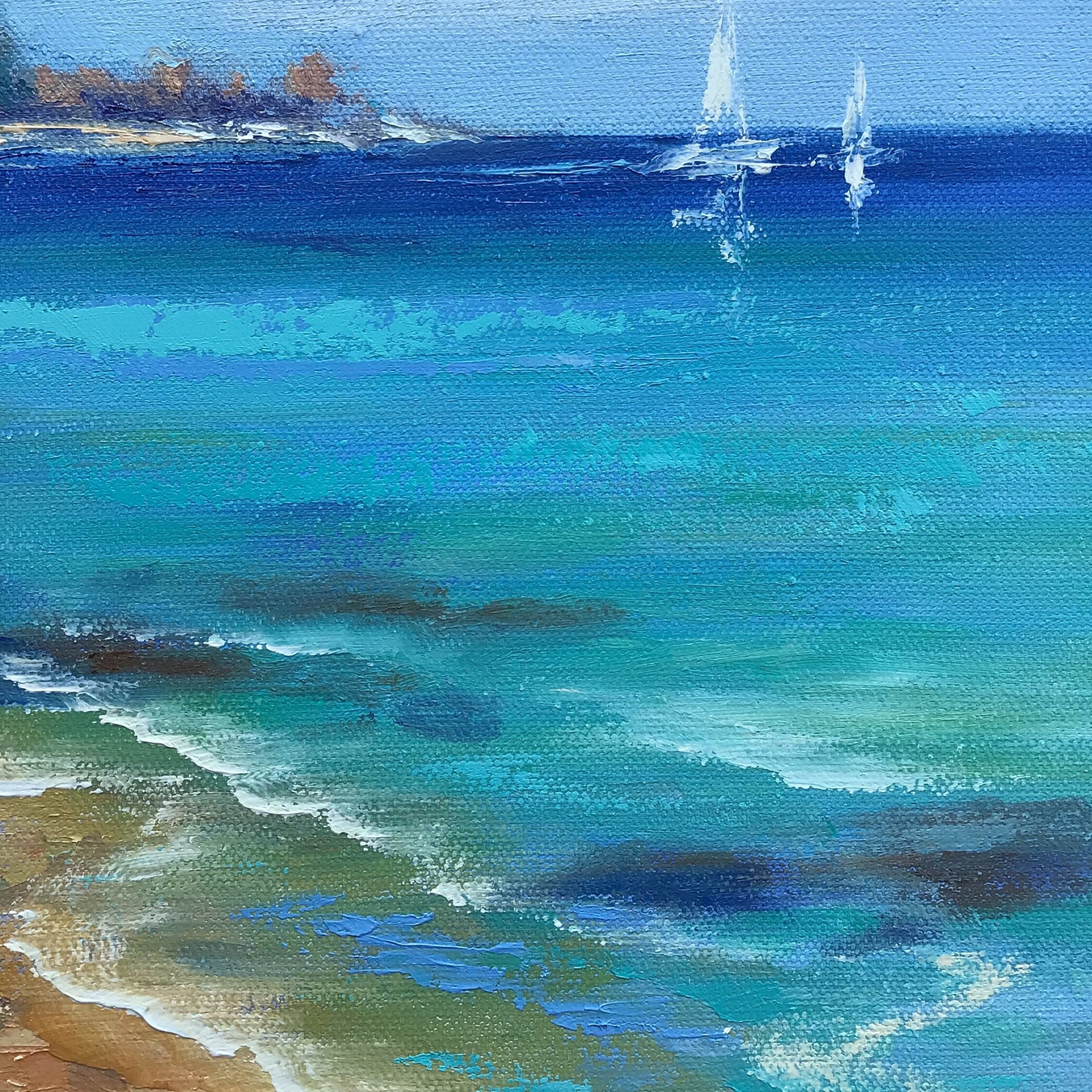 Beach Palms Landscape Tropical Miniature Impasto Oil Painting Canvas Ocean  Artwork Sea Beach Art Hawaii Wall Art Paradise Painting 