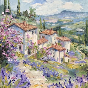Lavender Field Painting Flowers Original Art California Farmland Wall Art Original Oil On Canvas 12 By 9 ArtbyNadiaUS