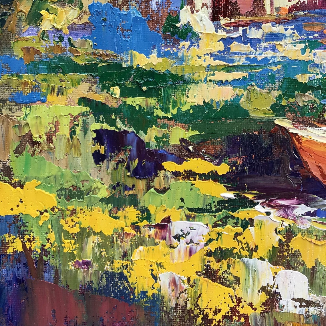 Beach House Painting Boat Original Art Nautical Wall Art Etsy