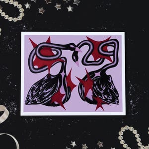 surreal swans art print | 4x5 in