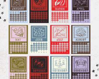 2026年ミニカレンダープリントセット（12枚）| 3 x 4インチ