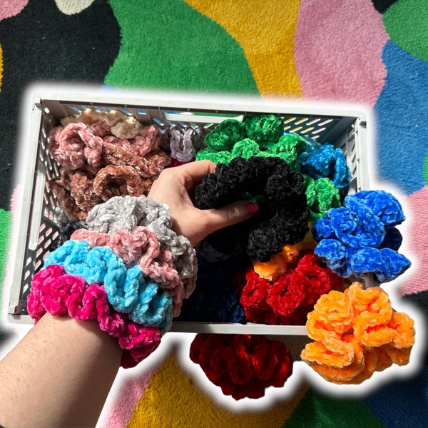 Velours Scrunchy | Crochet Scrunchy | Lot de 2 couleurs différentes