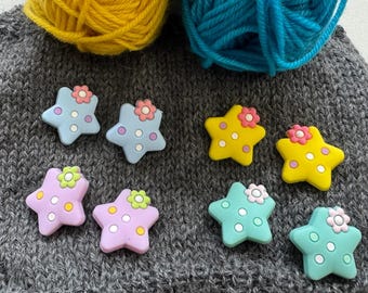 lentesterren| Schattige breinaaldenstoppers in de vorm van sterren in prachtige pastelkleuren | stekenstopper | set van 2