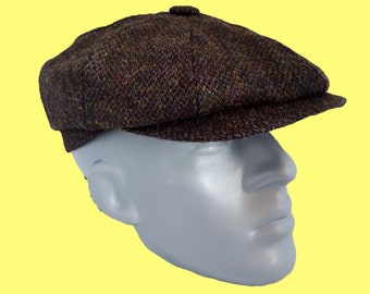 PEAKY BLINDERS Highland Harris Tweed® Newsboy Cap ZH028 in Brown Barleycorn
