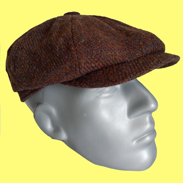 PEAKY BLINDERS Scottish Highland Harris Tweed® Newsboy Cap ZH028 in Brown Mix - Choose Size