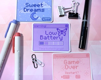 Sticker pixel de notification pop-up esthétique | Pixel Art | Gamer rétro