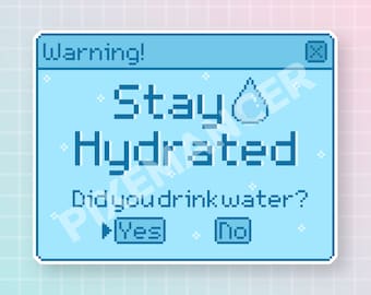 Pegatina para mantenerse hidratado / Cuadro de diálogo / Notificación / Pegatinas de pixel art / Beber agua