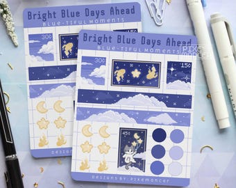 Blue Skies Sticker Sheet | Bullet Journaling | Pixel Art